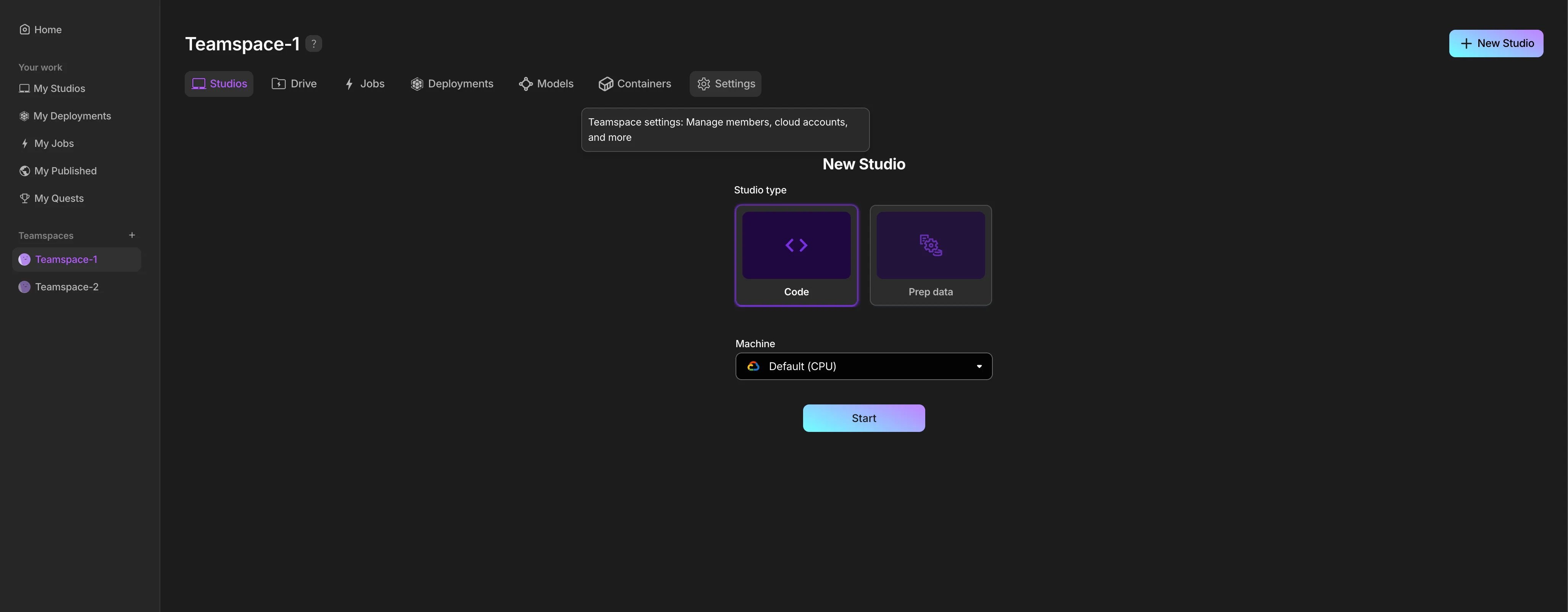 Navigate to Settings tab to access account management.