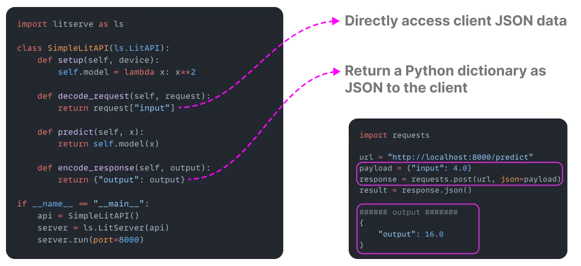 LitServe JSON data example.